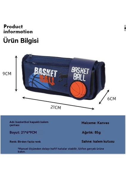 Karikatür Basketbol Çift Katmanlı Çevirme Büyük Kapasiteli Kanvas Kalem Çantası (Yurt Dışından)