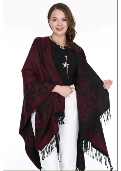 Kadın Çift Taraflı Desenli Panço Omuz Şal fırsatları