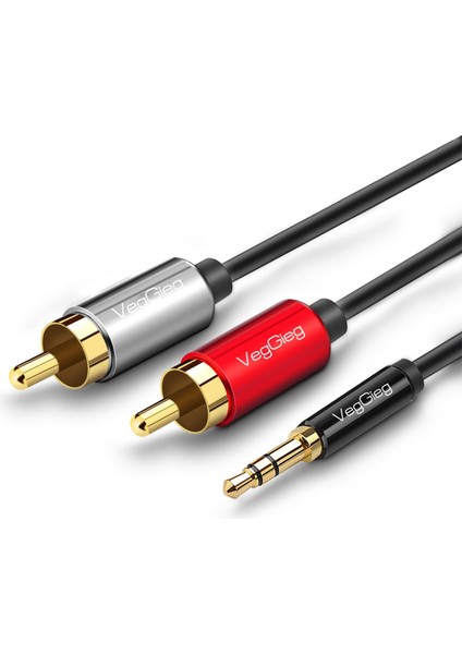 Veggieg 3.5 mm Aux To 2 RCA Ses Kablosu 1.5 mt