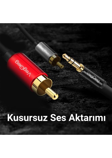 Veggieg 3.5 mm Aux To 2 RCA Ses Kablosu 1.5 mt