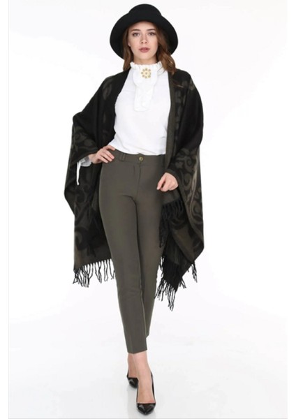 Kadın Çift Taraflı Desenli Panço Omuz Şal fiyatları