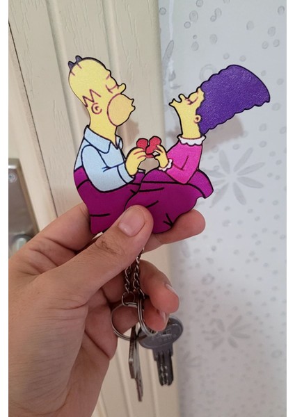 2’li Kapı Askılı Anahtarlık Seti Simpsons Homer Marge Çifti - Sevgili Set