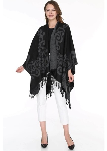 Kadın Çift Taraflı Desenli Panço Omuz Şal fırsatları
