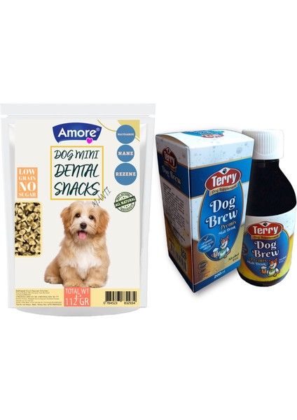 Köpek Ağız Kokusu Diş Sağlığı Mini-Dental Ödül Maması 112 gr, 200ml Malt Içecek Dog-Brew D-Biotin Taurin