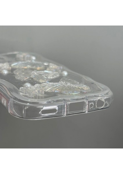 Samsung Galaxy A15 Kılıf 3D Kelebek Desen Kamera Korumalı Şeffaf Silikon Kapak