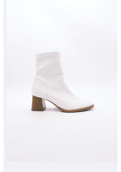Streç Kadın Bot 02-621 Beyaz Cilt