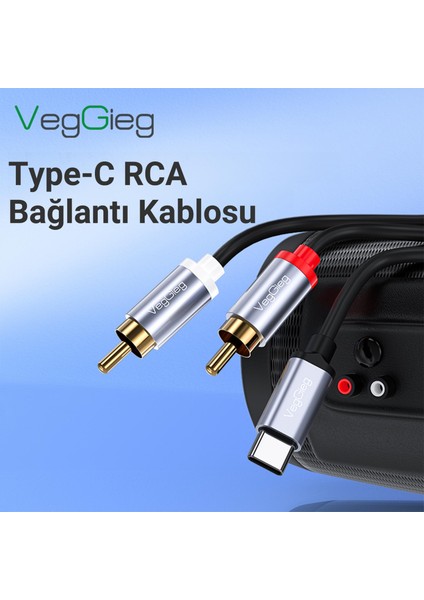 Veggieg USB Type-C To 2 RCA Ses Kablosu 1.5 mt