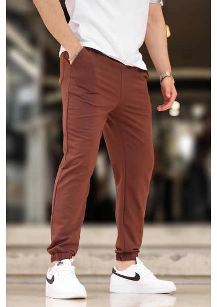 Acı Kahverengi Erkek Basic Cepli Paçası Lastikli Eşofman Altı 6547