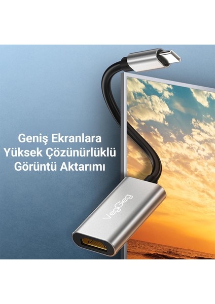 4K 30Hz Type-C To HDMI Çevirici Dönüştürücü Adaptör