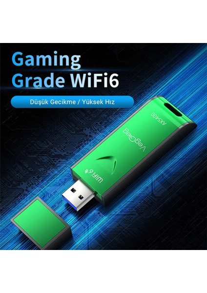 5400 Mbps 2.4ghz/5ghz/6ghz Tri Band Alıcı Verici USB Wifi 6 Adaptör