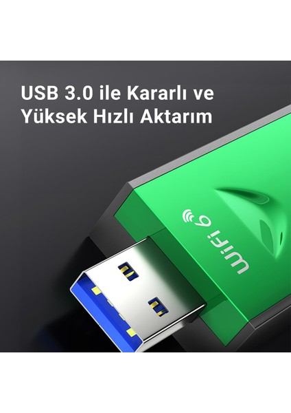 5400 Mbps 2.4ghz/5ghz/6ghz Tri Band Alıcı Verici USB Wifi 6 Adaptör