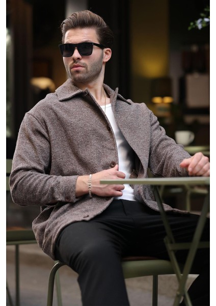 Kahverengi Desenli Cepli Erkek Ceket Gömlek 6756 fiyatları