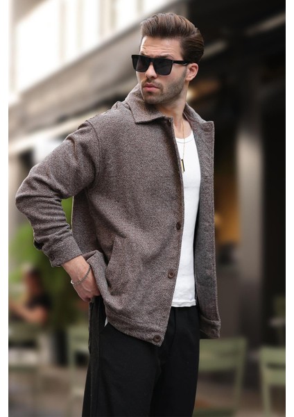 Kahverengi Desenli Cepli Erkek Ceket Gömlek 6756 modelleri