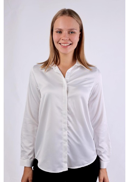 4057A Gizli Düğme Detay Gömlek Beyaz modelleri