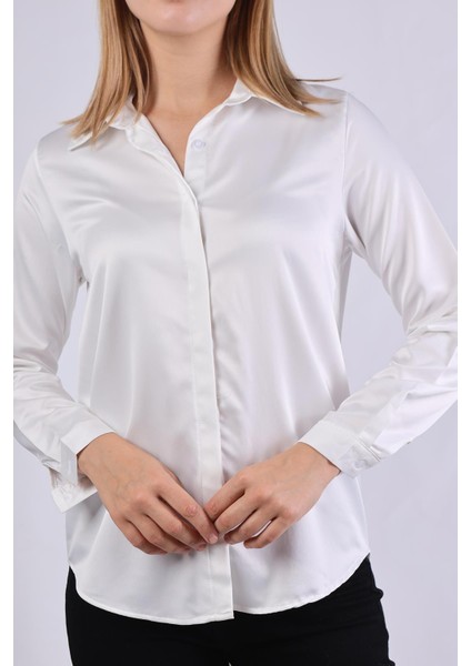 4057A Gizli Düğme Detay Gömlek Beyaz fırsatları