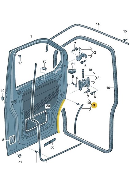 Vw Caravelle T6.5 2020-2023 Ön Sağ Çamurluk Ara Kapı Fitili 7H0837566A