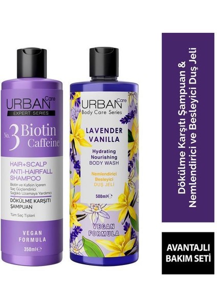 Urban Care Expert & Caffein Şampuan + Lavender & Vanilla  Duş Jeli Set