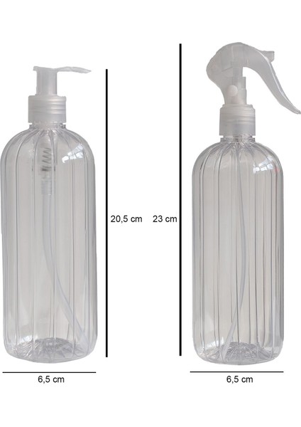Banyo Seti Plastik Şişe Sabunluk Seti 5'li Şeffaf 500 ml