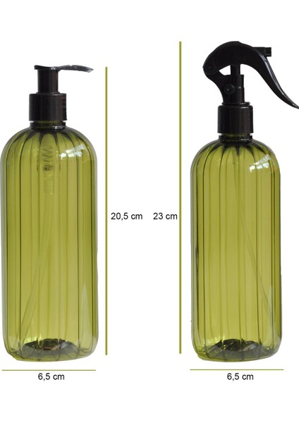 Banyo Seti Plastik Şişe Sabunluk Seti 5'li Yeşil 500 ml