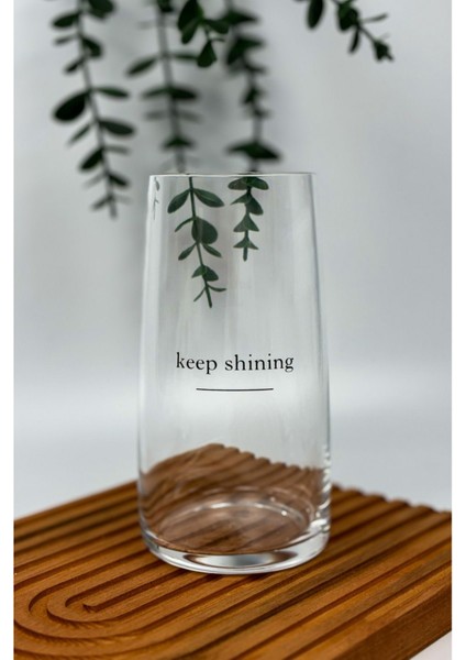 Keep Shining Baskılı Cam Su Ve Meşrubat Bardağı seti 460 ml 4'lü