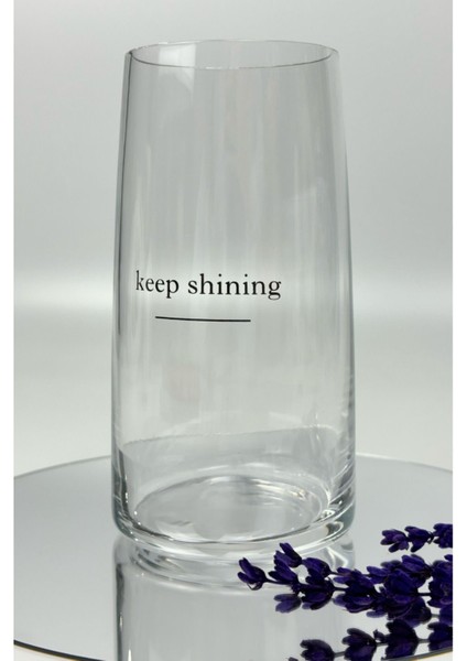 Keep Shining Baskılı Cam Su Ve Meşrubat Bardağı seti 460 ml 4'lü