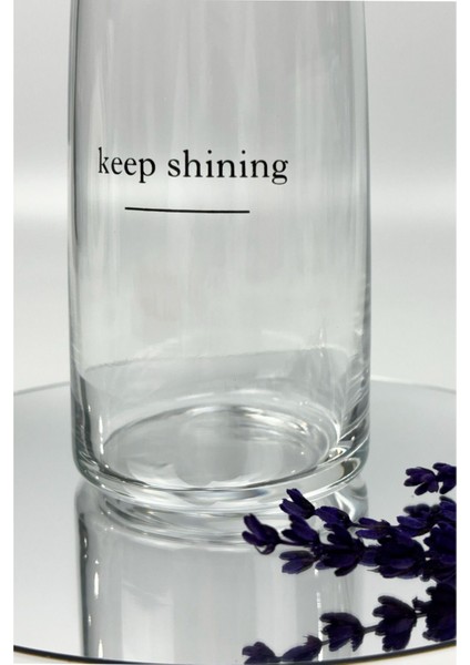 Keep Shining Baskılı Cam Su Ve Meşrubat Bardağı seti 460 ml 4'lü