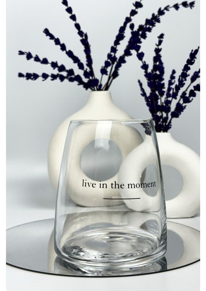 Live In The Moment Baskılı Cam Su Ve Meşrubat Bardağı seti 495 ml 4'lü
