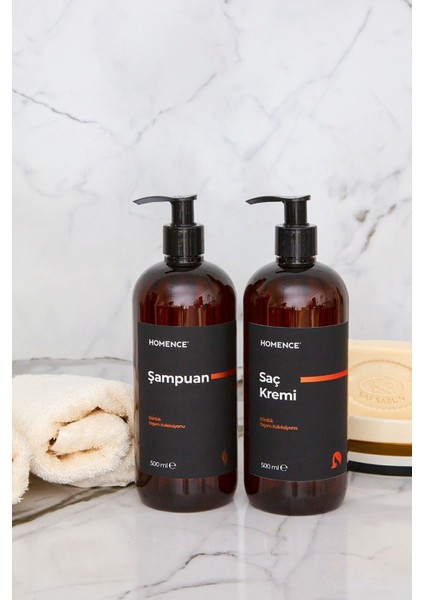 Şampuan Ve Saç Kremi Etiketli Plastik Şişe Banyo Seti 2'li Amber Sabunluk 500 ml modelleri
