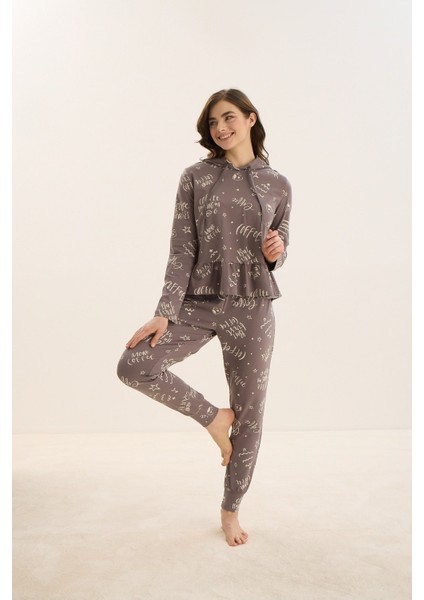 15984 Bayan Kapüşonlu Pijama Takım