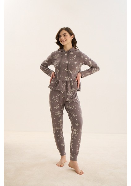15984 Bayan Kapüşonlu Pijama Takım