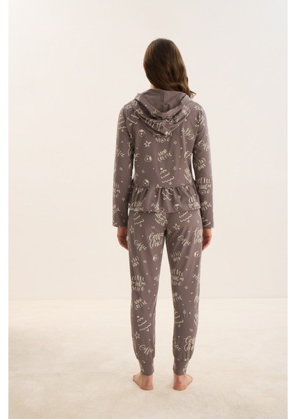 15984 Bayan Kapüşonlu Pijama Takım