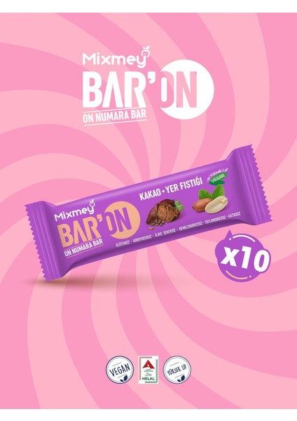 Baron Kakaolu & Yer Fıstıklı Güçlü Protein Kaynağı Bar 35gr x 10 Adet