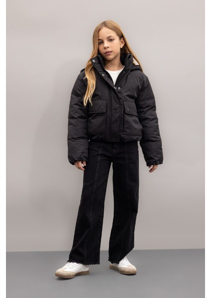 Kız Çocuk Su Geçirmez Kapüşonlu Şişme Mont Çıtçıtlı Cepli C5489A824WN fiyatları