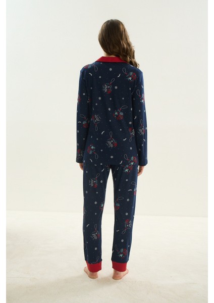16056 Bayan Düğmeli Pijama Takım modelleri