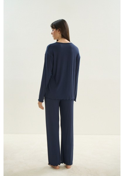 16070 Bayan Düğmeli Pijama Takım modelleri