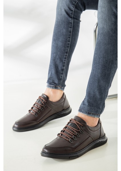 Erkek Hakiki Deri Casual Ayakkabı Kahverengi