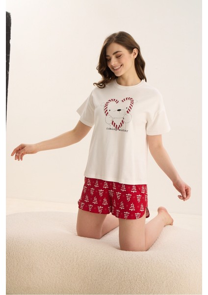 15965 Bayan Baskılı Şort Takım