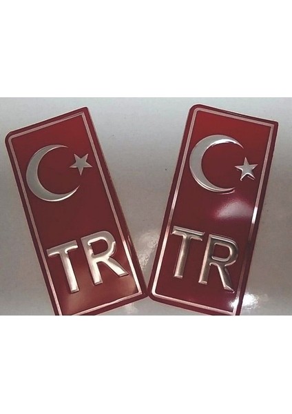 Türkiye Tr Plaka Krom Sticker 2'li - Türkiye Plaka Krom Stıcker - Türkiye Plakalık Krom Tr