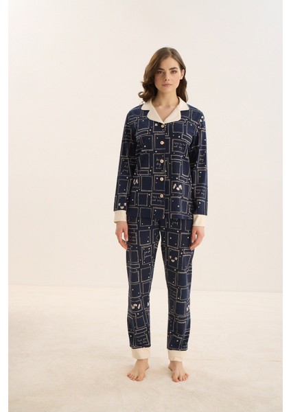 15979 Bayan Düğmeli Pijama Takım