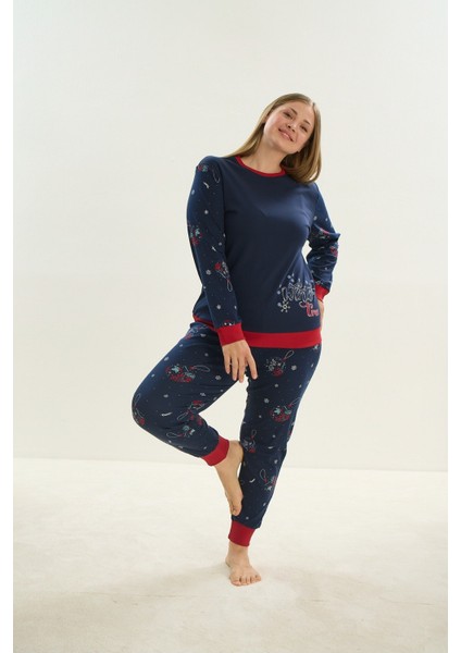 16058 Bayan Baskılı Battal Boy Pijama Takım