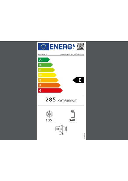 Grundıg Gpknd 475 Mg E Enerji Sınıfı 475L Duo-No Frost Alttan Donduruculu Buzdolabı Koyu Gri