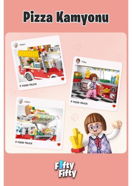 Loz Mini Block Serisi Food Truck/pizza Kamyonu -LZ1739 (490 Parça) Oyuncak Yapım Seti fırsatları