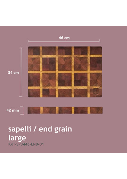 Kaf Ahşap Kesme Tahtası Sapelli (End-Grain) Large