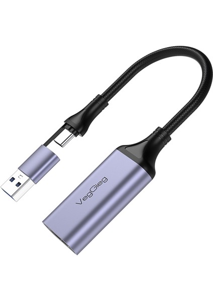 Veggieg 1080P 60Hz HDMI Video Capture Card USB 3.0 ve Type-C Görüntü Yakalama Kartı