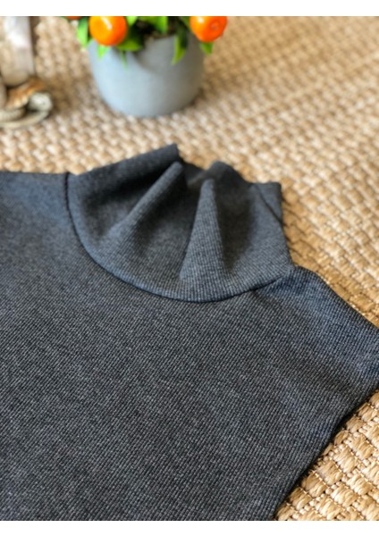 Tam Kapalı Dik Yaka Body | Lastikli Pamuklu Fitilli Kaşkorse Balıkçı Yaka