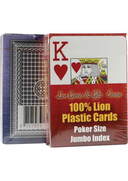Lion Jumbo Poker Kırmızı Oyun Kartı Destesi