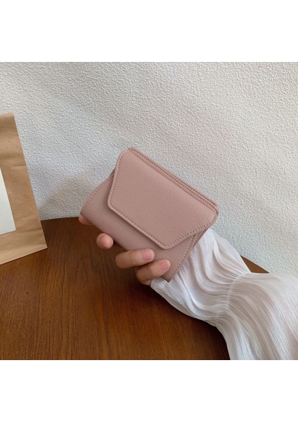 Cüzdan Kart Tutucu Taşınabilir Seçılmiş Çevre Dostu Pu Malzeme Düz Renk ve Pürüzsüz His Tarzı, Pembe (Yurt Dışından)