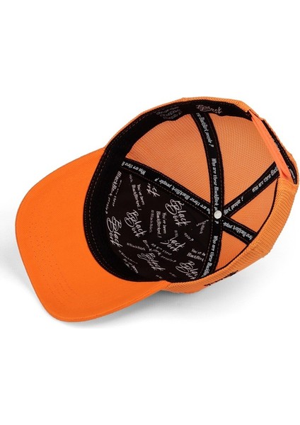 V1 Trucker Kids Mağara Adamı - 1 Kod Logolu Unisex Neon Turuncu Çocuk Şapka