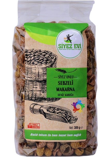 Siyez Unlu Sebzeli Makarna Deniz Kabuğu 300 gr