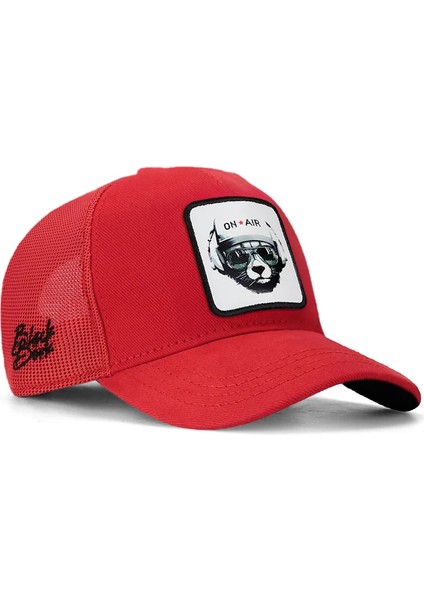 V1 Trucker Kids Ayı - 1bs Kod Logolu Unisex Kırmızı Çocuk Şapka